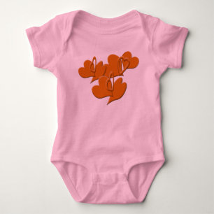 Hollow and Solid Orange Hearts Baby Bodysuit
