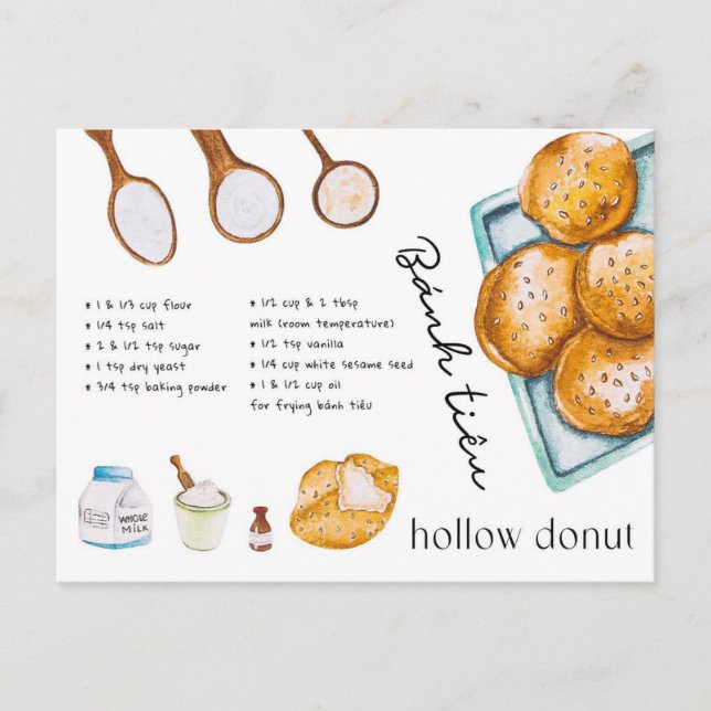 Hollow Doughnut - Vietnamese Food Postcard (Front)