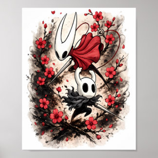 Hollow Knight Hornet Cherry Blossom Gaming Art Poster