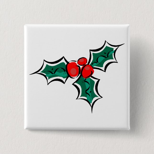 Holly 15 Cm Square Badge (Front)