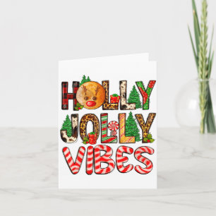 Holly A Jolly Vibes Reindeer Christmas Trees Light Card