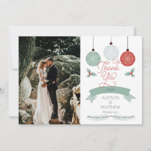 Holly and Berries Baubles Wedding Photo Thank You