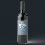 Holly and Berries Blue Christmas Wine Label<br><div class="desc">Add this festive label to your gift of wine this Christmas. A graphic of holly leaves and berries appear in white on a beautiful pastel blue background.  A simple message "Merry Christmas" appears below the graphic along with custom text for your name.</div>