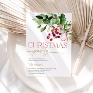 Holly and Berries Christmas Party Invitation