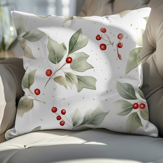 Holly and Berries Christmas Pattern Cushion (Creator Uploaded)