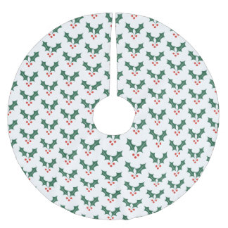 Holly and Berries Christmas Pattern Tree Skirt