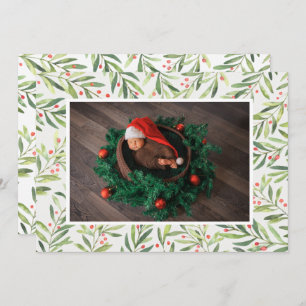 Holly and Berries Christmas Photo Holiday Card