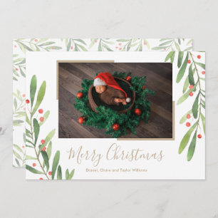Holly and Berries Christmas Photo Holiday Card