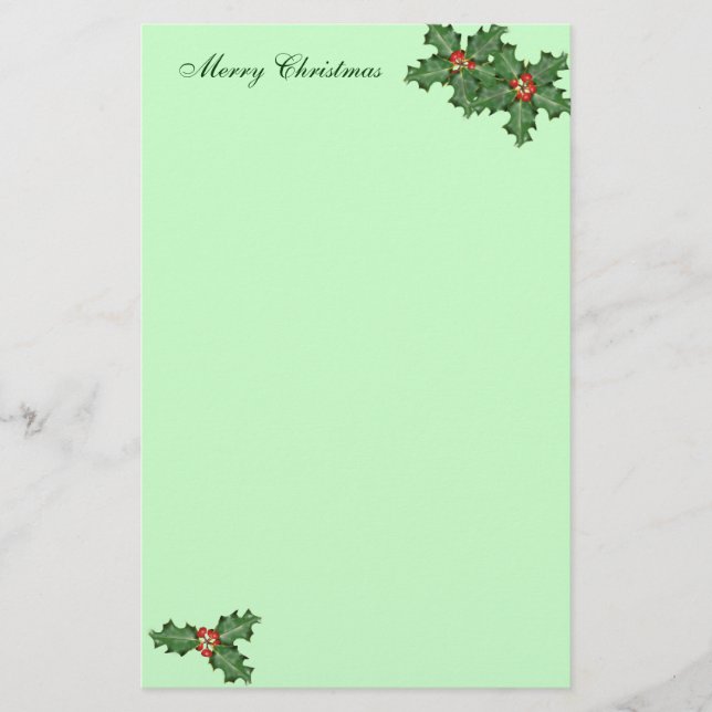 Holly and Berries, Christmas Writing Paper (Front)