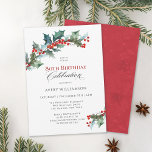 Holly and Berries Evergreens 80th Birthday Party Invitation<br><div class="desc">A perfect invitation for celebrating an 80th birthday during the Christmas holiday season, this elegant design features sprigs of watercolor painted holly and berries in the red and green colour scheme that is so lovely at this time of year. Personalised with your specific event details. The age may be personalised...</div>