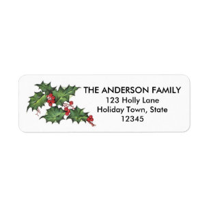 Holly and Berries   Holiday Return Address Labels