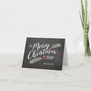 Holly and Berries Merry Christmas Holiday Card