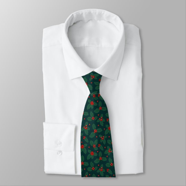 Holly and Berries Necktie (Tied)