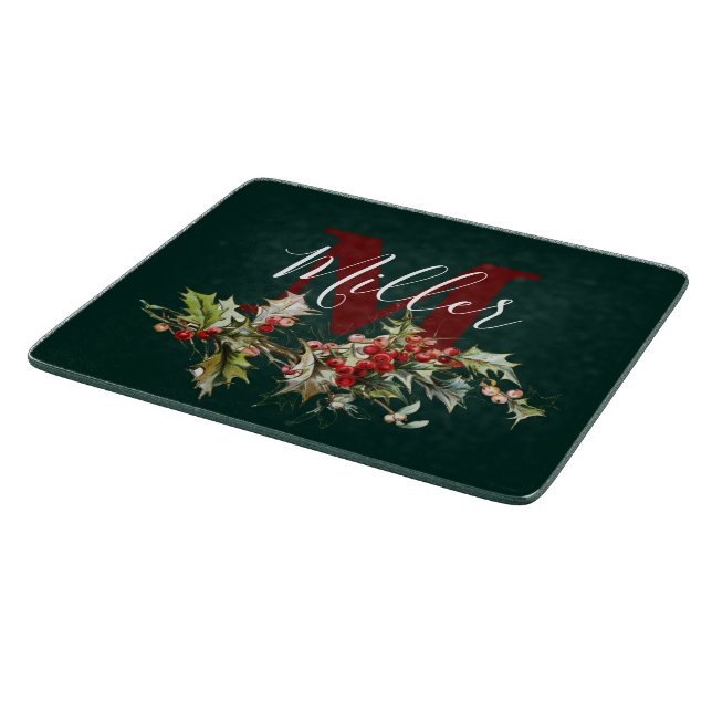 Holly and berries personalised  cutting board (Corner)