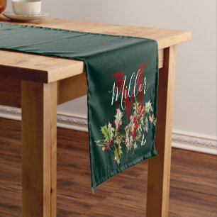 Holly and berries personalised  short table runner