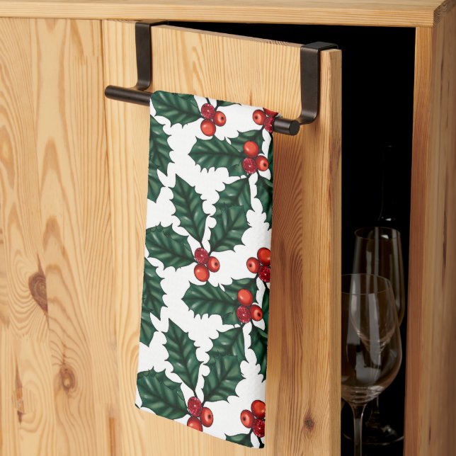 Holly and Berries Tea Towel (Thirds Fold)