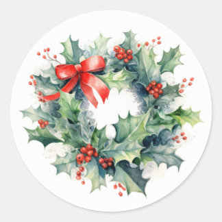 Holly and Berries Wreath • Christmas Gift Labels