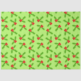 Holly and dots_green tissue paper