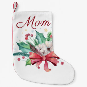 Holly and Feathers Bouquet Customisable Small Christmas Stocking