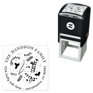 Holly and Ivy Christmas Return Address Self-inking Stamp