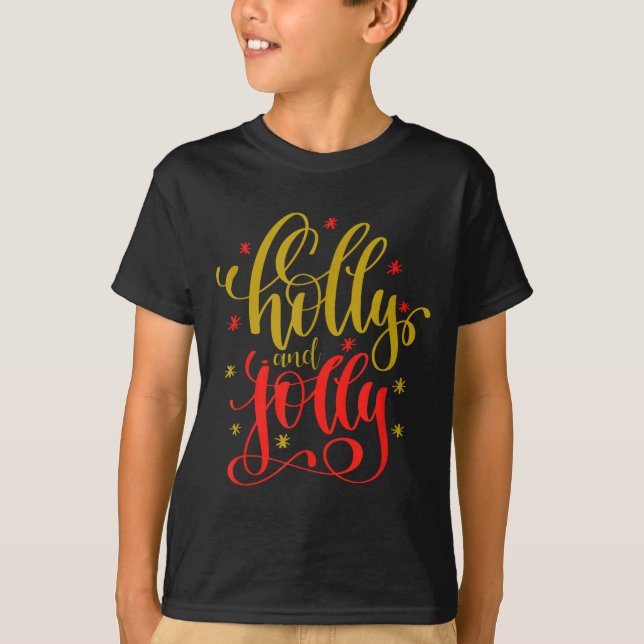 Holly And Jolly Festive Christmas Holiday Pajama C T-Shirt (Front)