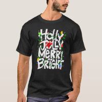 Holly and Jolly, Merry and bright, festive tee, ki