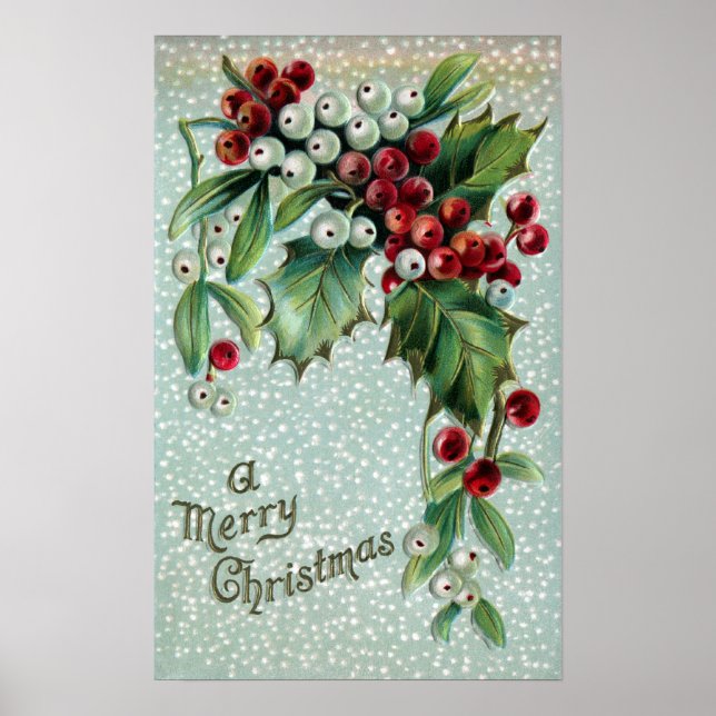 Holly and Mistletoe Berries Poster (Front)