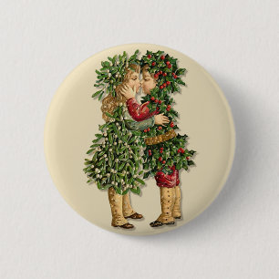 Holly and Mistletoe Kids 6 Cm Round Badge