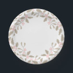 Holly and Mistletoe Wreath Paper Plate blush pink<br><div class="desc">Pretty blush pink holly berries and leaves of modern tan form a wreath to make a delicate and charming addition to your modern holiday celebration.</div>