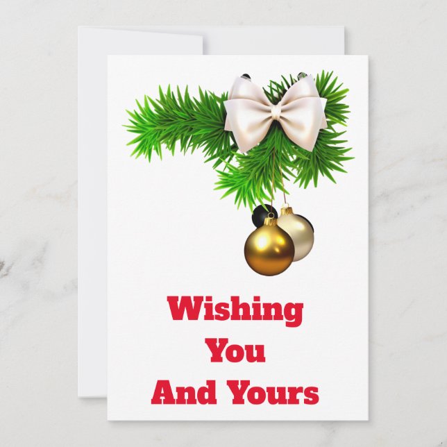 Holly and Ornaments Christmas Card (Front)