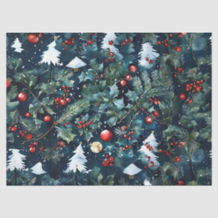 Holly and Pine Christmas Decoupage Craft Paper