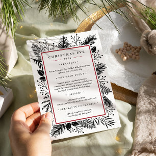 Holly and Pine   Custom Christmas Eve Dinner Menu Invitation