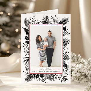 Holly and Pine Folded Holiday Photo