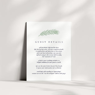 Holly and Pine Guest Information Enclosure Card