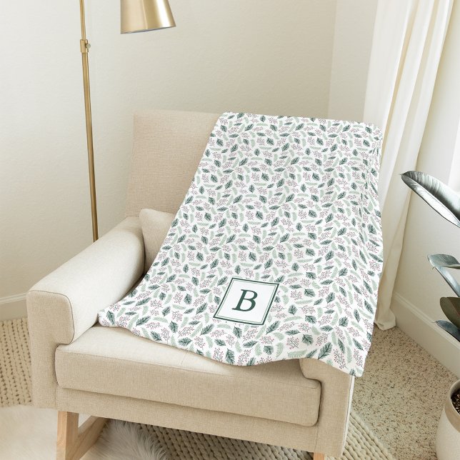 Holly and Pine | Holiday Monogram Fleece Blanket (Creator Uploaded)