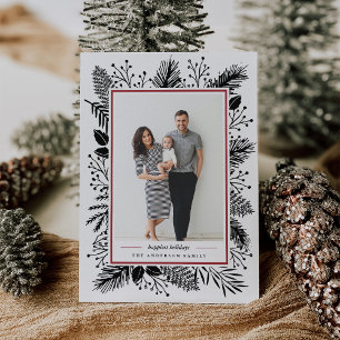Holly and Pine   Holiday Photo Card