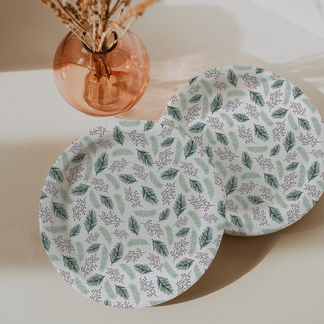 Holly and Pine Paper Plate (Creator Uploaded)