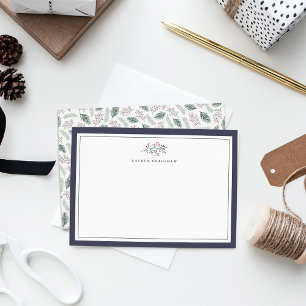 Holly and Pine Personalised Stationery Card