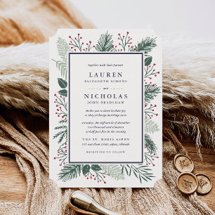 Holly and Pine Wedding Invitation