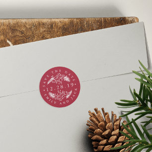 Holly and Pine   Winter Save the Date Classic Round Sticker
