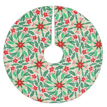Holly and Poinsettia Botanical Holiday Pattern