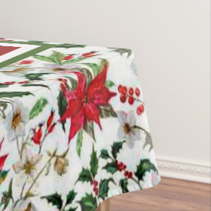 Holly and poinsettia tablecloth