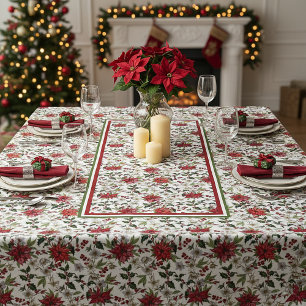 Holly and poinsettia tablecloth