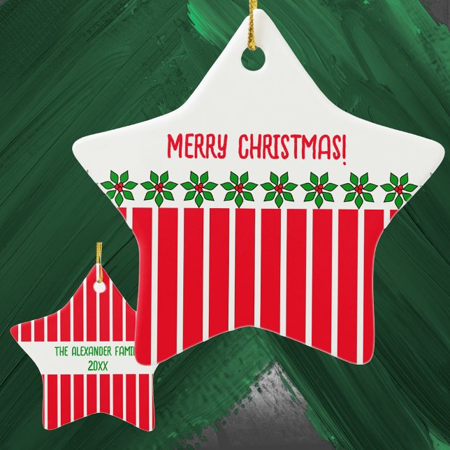 Holly and Stripes Ceramic Tree Decoration (Creator Uploaded)