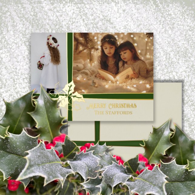 Holly and the Ivy Green Ribbon Foil Holiday Card (Creator Uploaded)