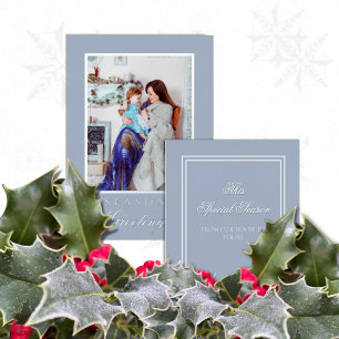 Holly and the Ivy Minimalist Blue Christmas Card