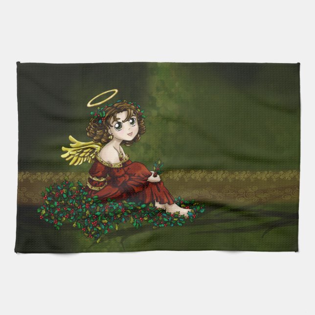 Holly Angel Tea Towel (Horizontal)