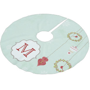 Holly Bales Cardinal Monogram Initial Tree Skirt