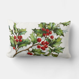 Holly Berries 001 Lumbar Cushion