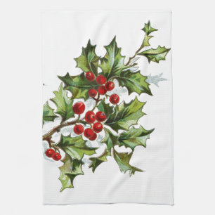Holly Berries 001 Tea Towel